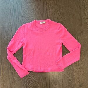 Babaton neon pink merino wool crop crew neck sweater small